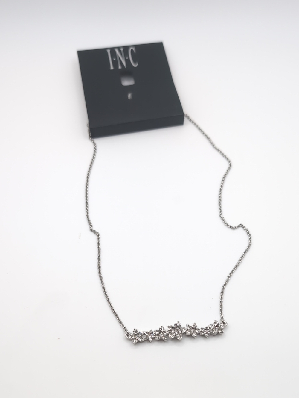 Macy's INC Rhodium Flower Cluster Dainty Necklace NWT